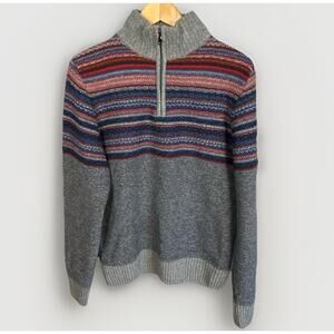 Giannetti Wool Sweater Mens M Mock Neck 1/4 Zip Cabincore Cozycore Made In Italy